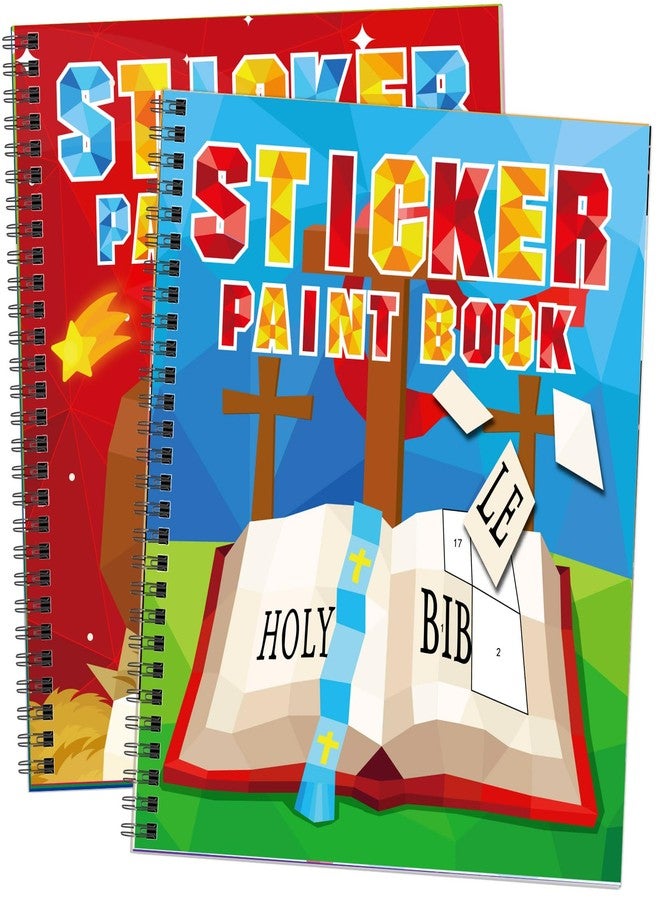 TBEEJ 2PCS Bible Crafts for Kids Ages 4-8 Sticker Paint Books Airplane Activities Includes Christian Jesus Angel Adam&Eve and More Designs Gift Party Create 20 Pictures（Sticker Sheets are Separate） - Image 1